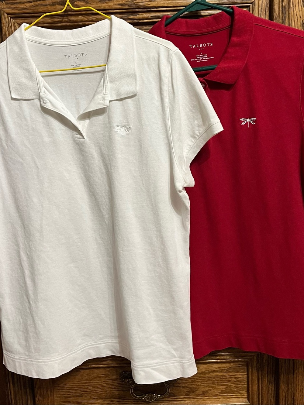 Talbots women’s large red polo & white polo shirts